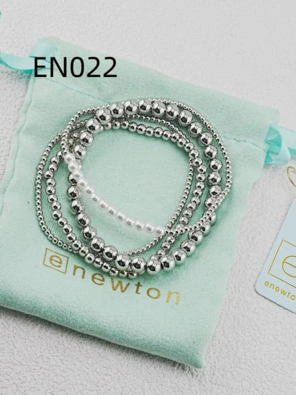 Enewton Platinum Bead & Pearl Bracelet